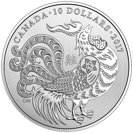 1/2 oz 2017 $10 Year of the Rooster - Pure Silver Coin