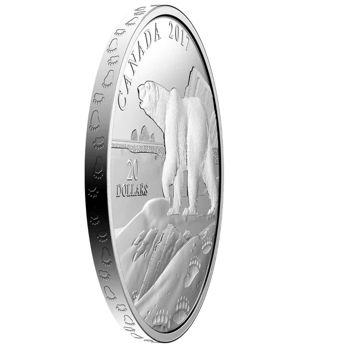 1 oz. Pure Silver Coin - Paw Prints on the Edge: Polar Bear (2017)