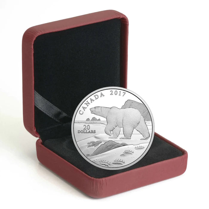 1 oz. Pure Silver Coin - Paw Prints on the Edge: Polar Bear (2017)