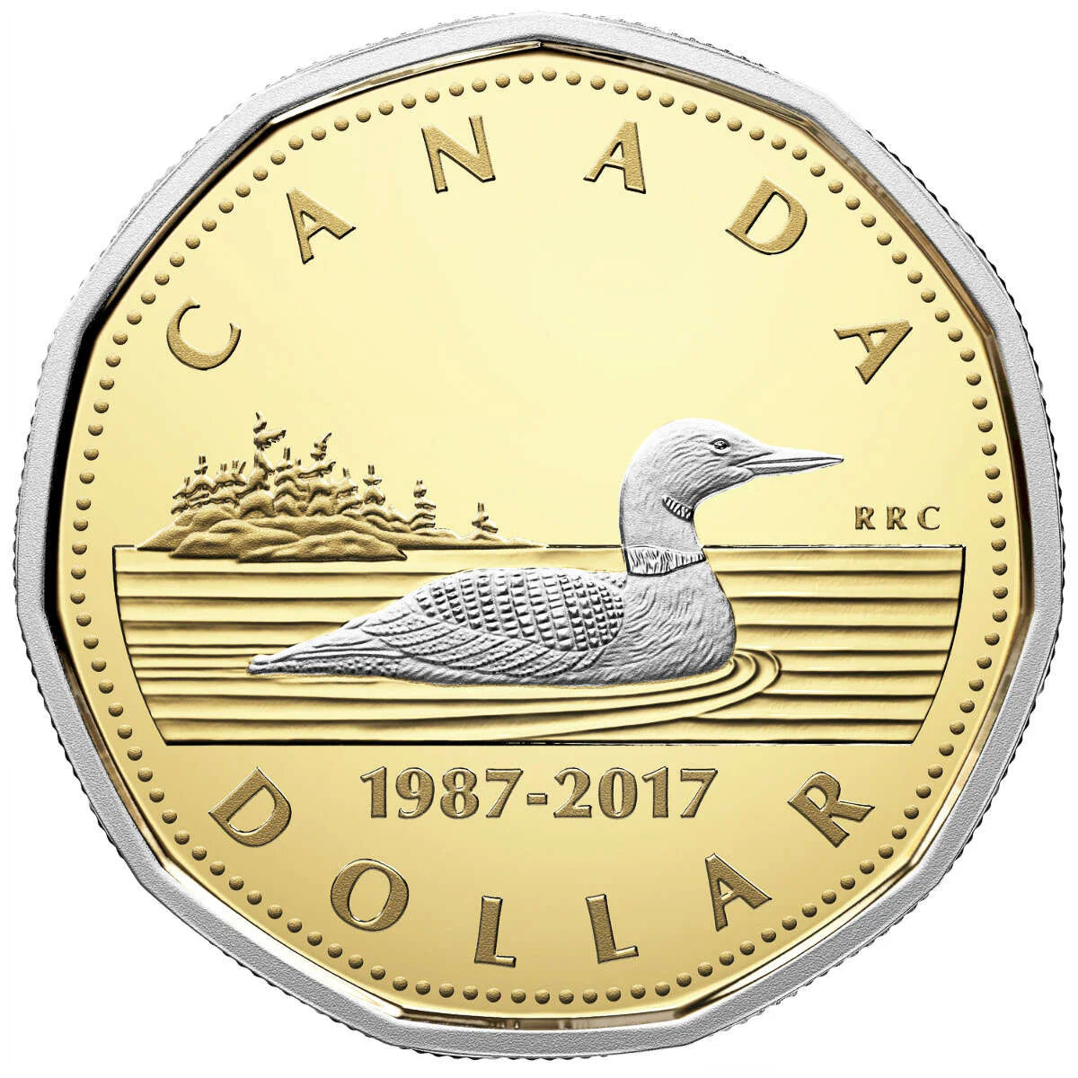 2 oz Coin Platinum-Plated Pure Gold Set  - 30th Anniversary of The Loonie - RCM .9999 Au (2017)