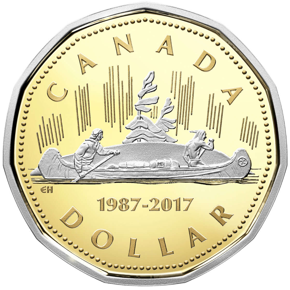 2 oz Coin Platinum-Plated Pure Gold Set  - 30th Anniversary of The Loonie - RCM .9999 Au (2017)