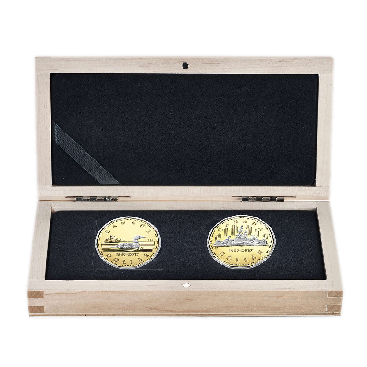 2 oz Coin Platinum-Plated Pure Gold Set  - 30th Anniversary of The Loonie - RCM .9999 Au (2017)