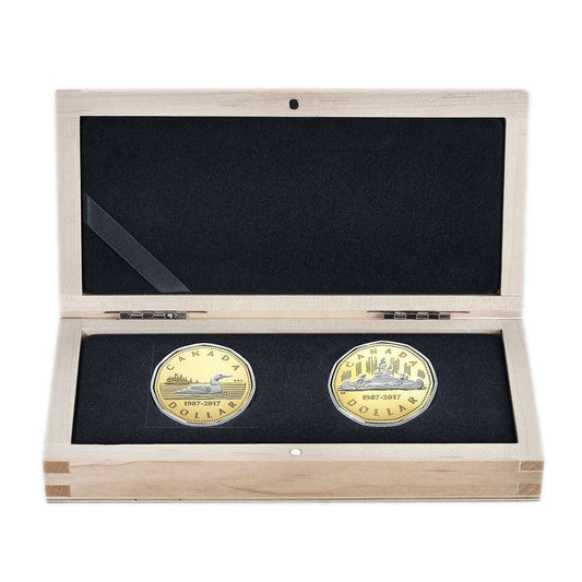 2 oz Coin Platinum-Plated Pure Gold Set  - 30th Anniversary of The Loonie - RCM .9999 Au (2017)