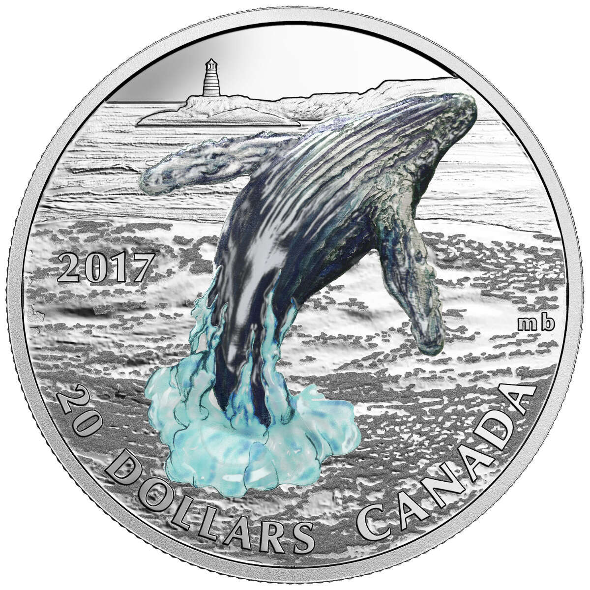 1 oz 2017 $20 Breaching Whale - Pure Silver Coin