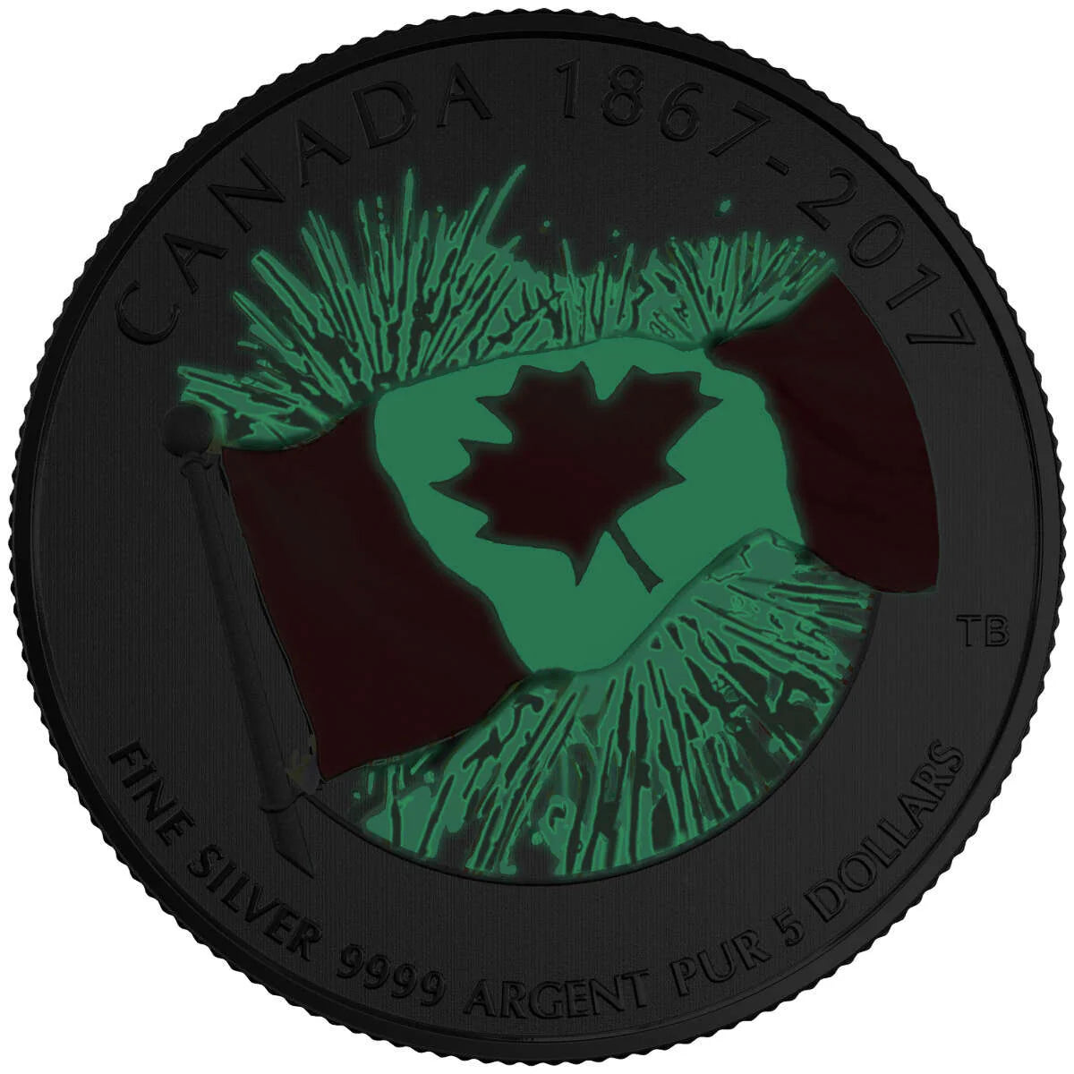 1/4 oz 2017 $5 Proudly Canadian - Pure Silver Glow-in-the-Dark Coin