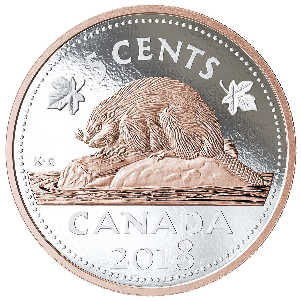 5 oz 2018 5c Big Coin: Beaver - Pure Silver Coin