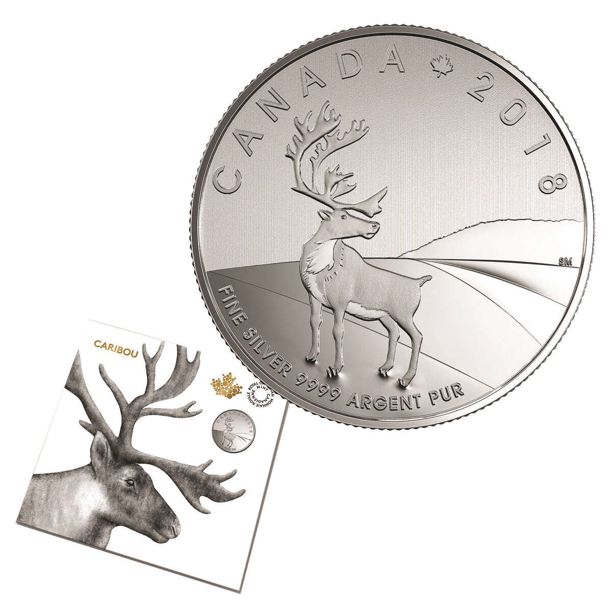 1/4 oz 2018 $3 Caribou - Pure Silver Coin