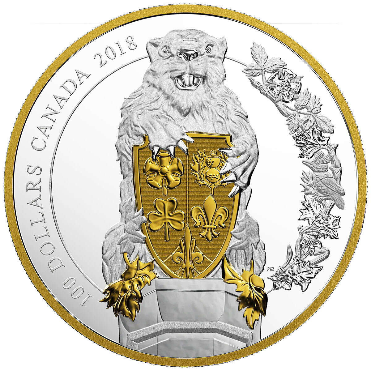 10 oz Pure Silver Gold-Plated Coin - Keepers of Parliament: The Beaver - Mintage: 750 (2018)