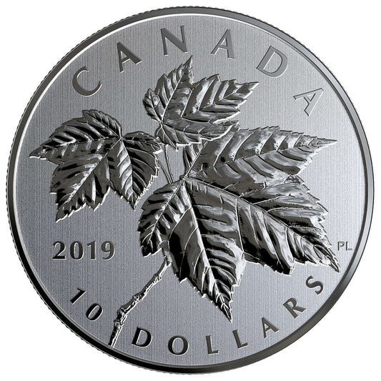 1/2 oz 2019 $10 Maple Leaves - Pure Silver Coin