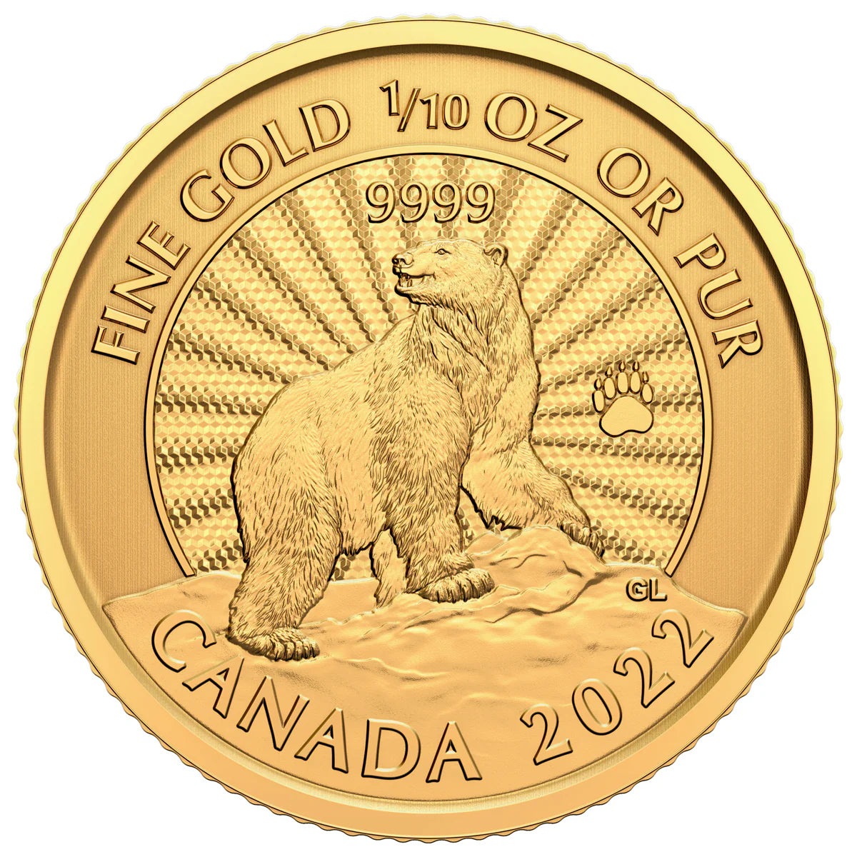 1/10 oz 2022 The Majestic Polar Bears Coin - Royal Canadian Mint .9999 Au