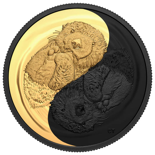 Black and Gold: The Sea Otter - 1 oz. Pure Silver Gold-Plated Coin (2022)