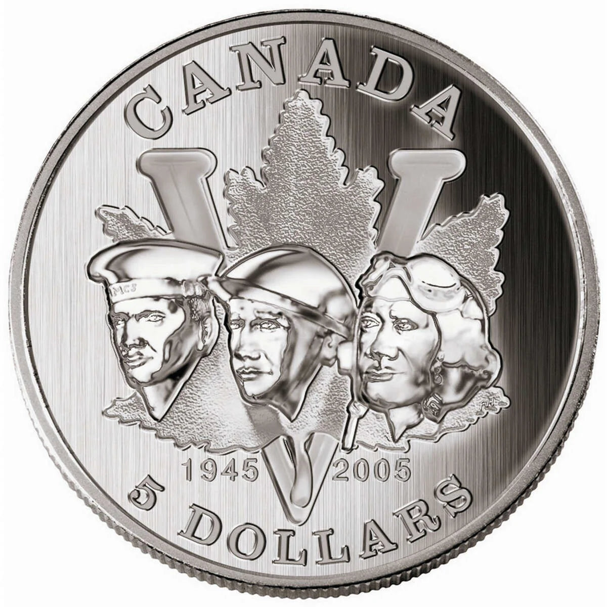 1 oz End of the Second World War, 60th Anniversary - 2005 $5 Pure Silver Coin