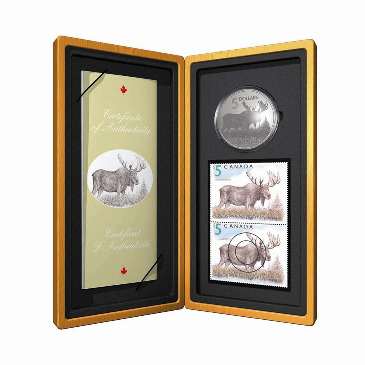 2004 $5 Canadian Wildlife: The Majestic Moose - Pure Silver Coin and Stamp Set