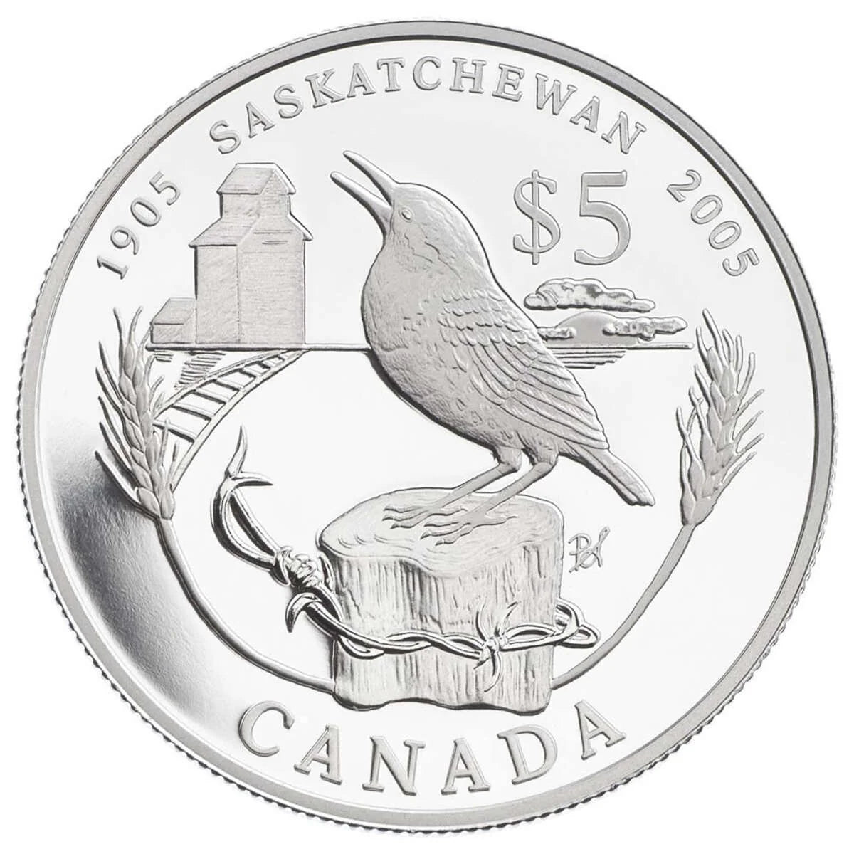 2005 $5 Saskatchewan Centennial - Pure Silver Coin
