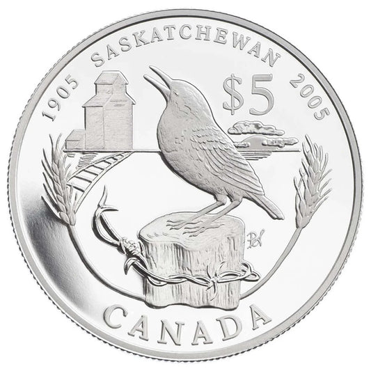 2005 $5 Saskatchewan Centennial - Pure Silver Coin