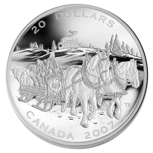 1 oz 2007 $20 Holiday Sleigh Ride - Pure Silver Coin