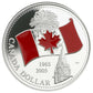 2005 $1 Canada's National Flag, 40th Anniversary - Enamelled Proof Pure Silver Coin