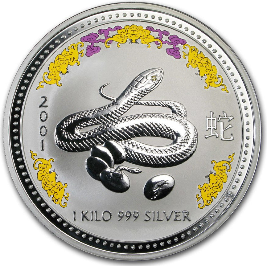 1 Kilogram Silver Coin - 2001 Year of The Snake - Australia Mint .999 Ag