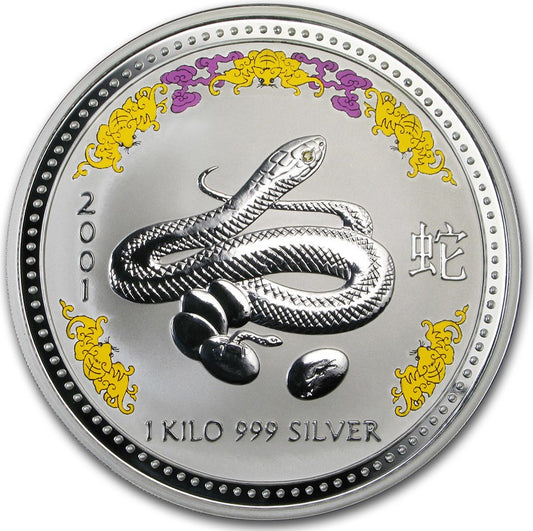 1 Kilogram Silver Coin - 2001 Year of The Snake - Australia Mint .999 Ag