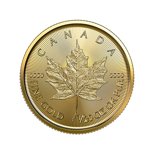 1/20 oz Gold Maple Leaf Coin - Random Year- Royal Canadian Mint - RCM .9999 Au