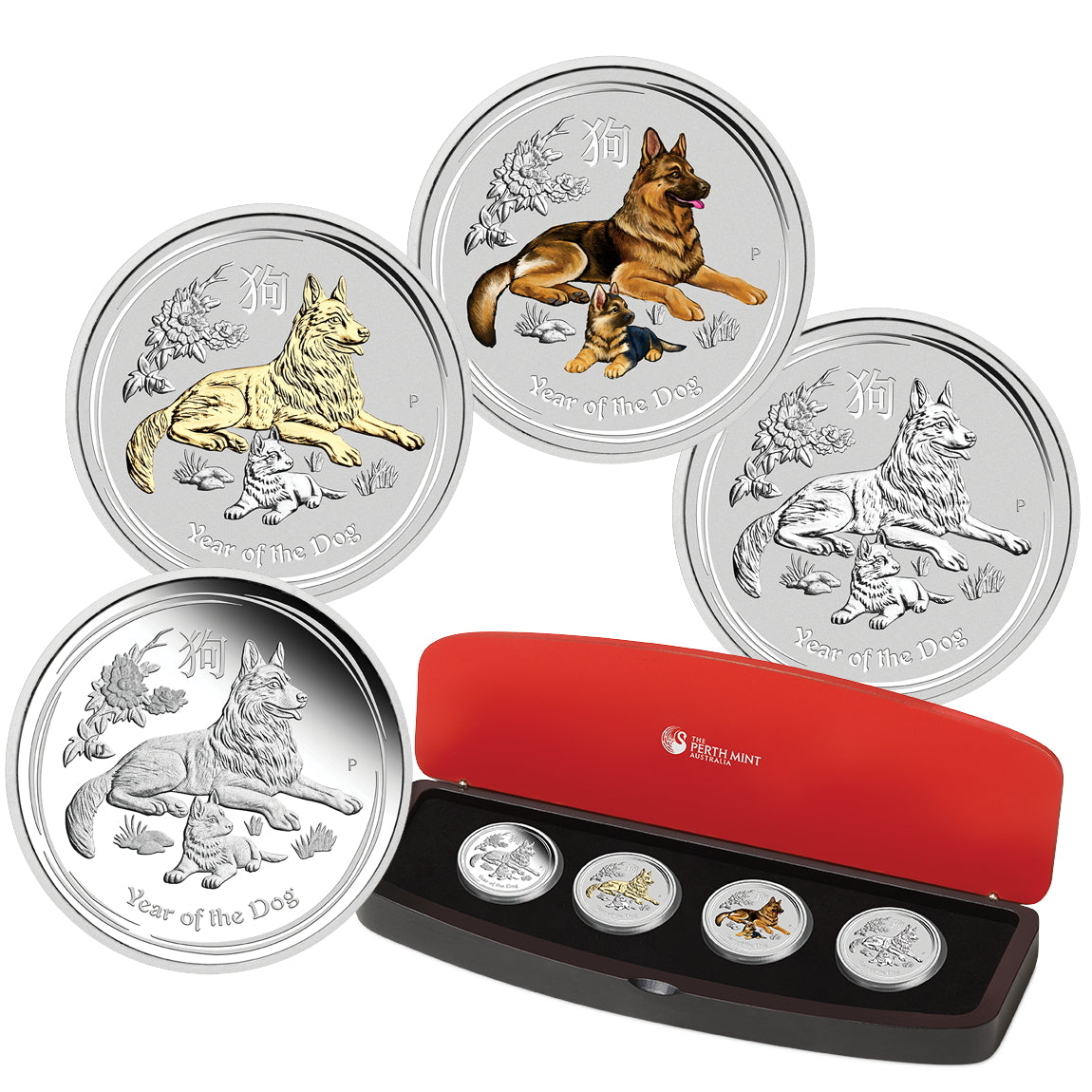 Australian Type Set 1 oz. Pure Silver 4-Coin Typeset Collection - Australian Lunar Series ...