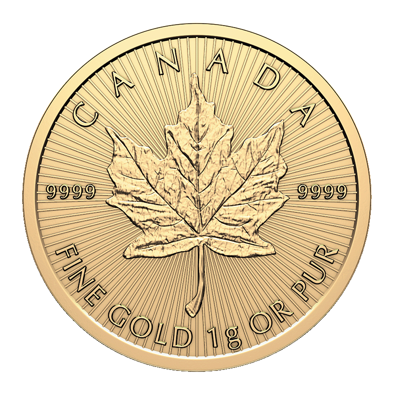 25g Gold Maplegram - 25x 1g Gold Maple Leaf Coin - Royal Canadian Mint - RCM .9999 Au