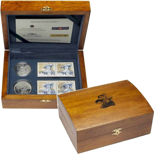 2004 Canada 400th Anniversary of the First French Settlement - Ile Sainte-Croix Coin and Stamp Set