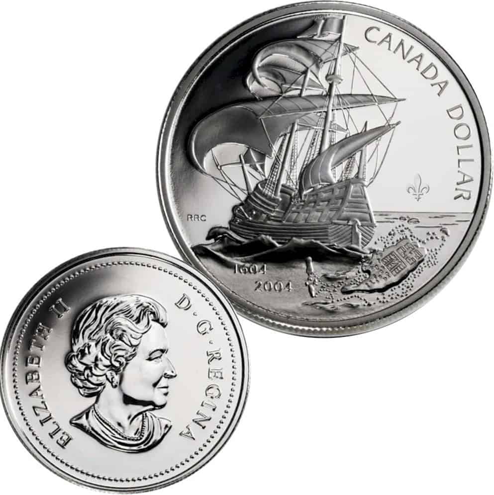 2004 Canada 400th Anniversary of the First French Settlement - Ile Sainte-Croix Coin and Stamp Set