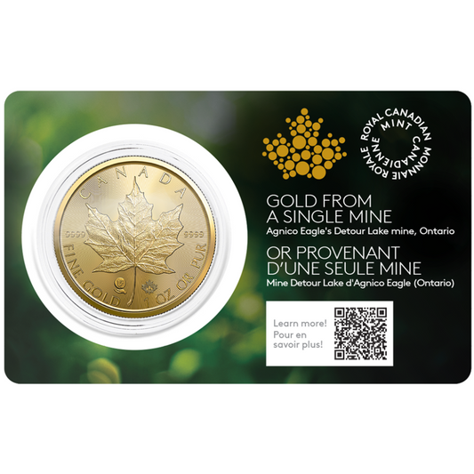 1 oz Gold Coin - 2024 Gold Maple Leaf (Single Source) - Royal Canadian Mint - RCM .9999 Au