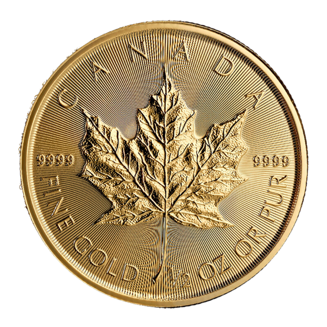 1/2 oz Gold Coin - 2025 Gold Maple Leaf - Royal Canadian Mint - RCM .9999 Au