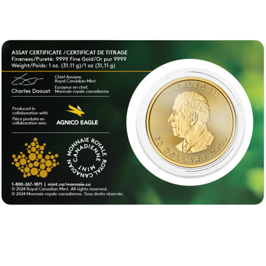 1 oz Gold Coin - 2024 Gold Maple Leaf (Single Source) - Royal Canadian Mint - RCM .9999 Au