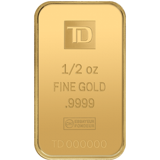 1/2 oz Gold TD Bank Bar - Toronto Dominion Bank - .9999 Au