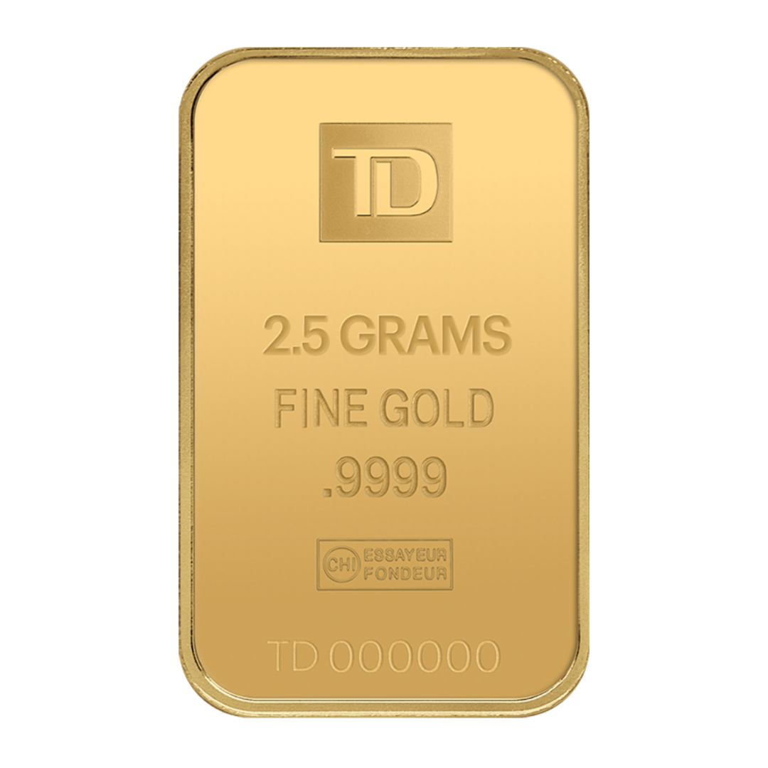 2.5 g Gold TD Bank Bar - Toronto Dominion Bank - .9999 Au