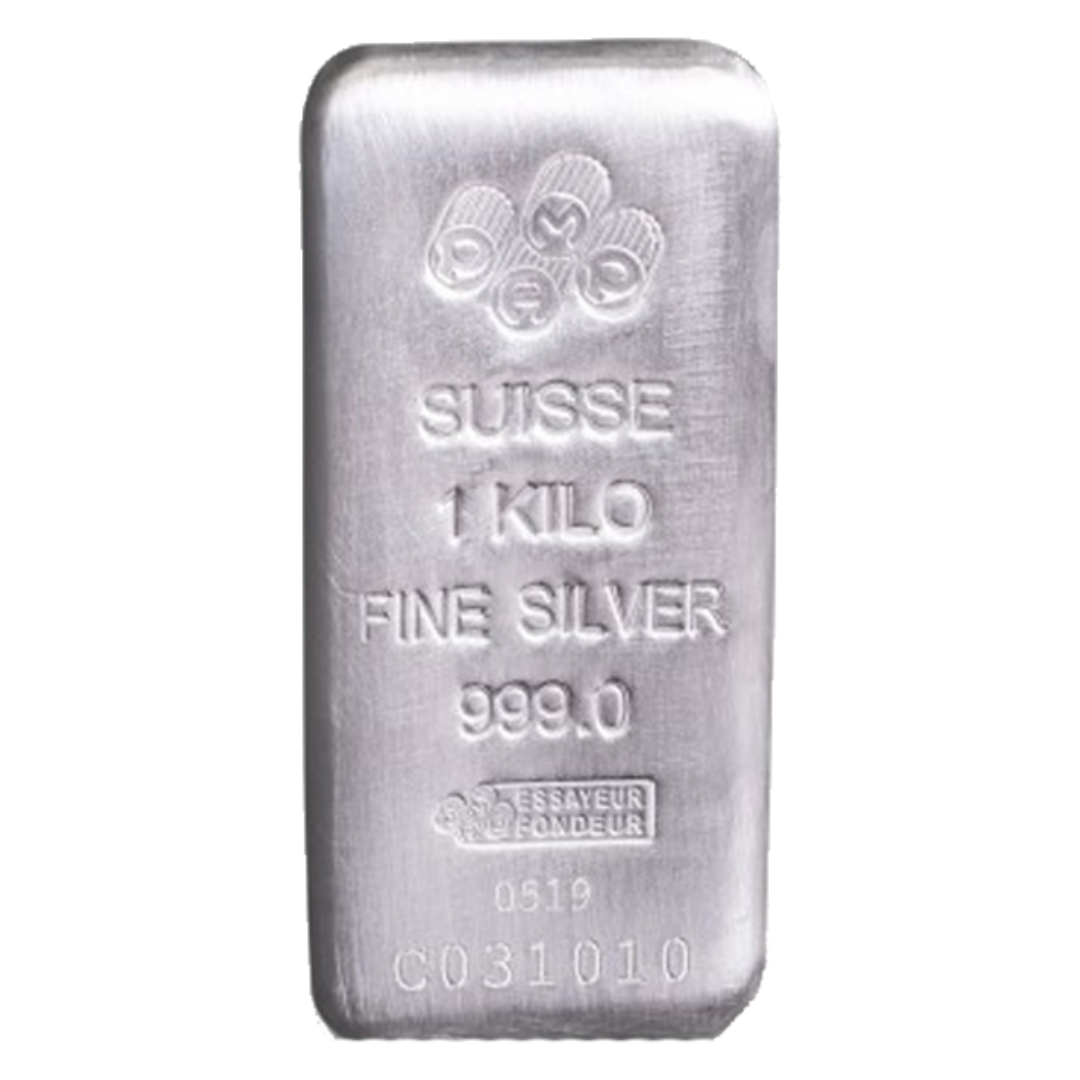 1 Kilogram Silver Bar (Cast) - PAMP Suisse - 1 Kg Silver Bar (Cast) - .999 Ag