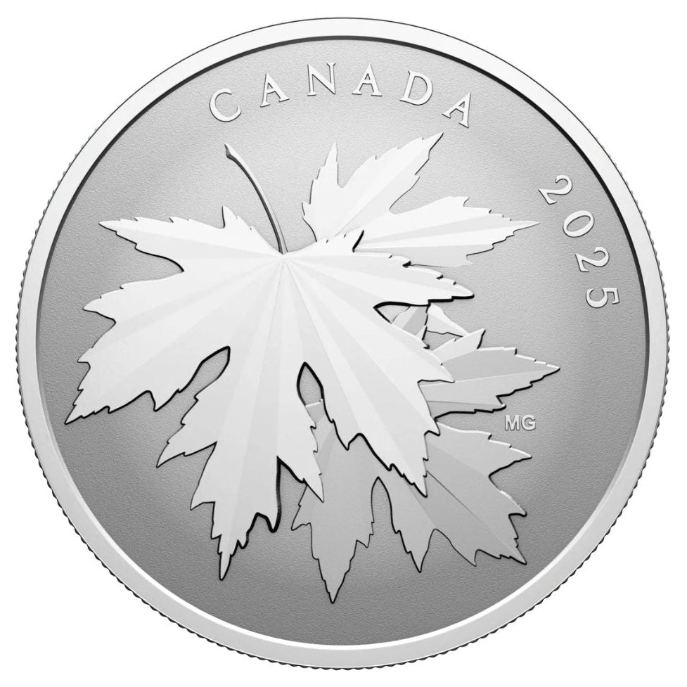 1/2 oz 2025 $10 Gleaming Maple Leaves - Pure Silver Coin