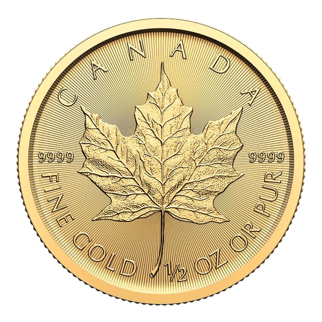 1/2 oz Gold Coin - 2024 Gold Maple Leaf - Royal Canadian Mint - RCM .9999 Au