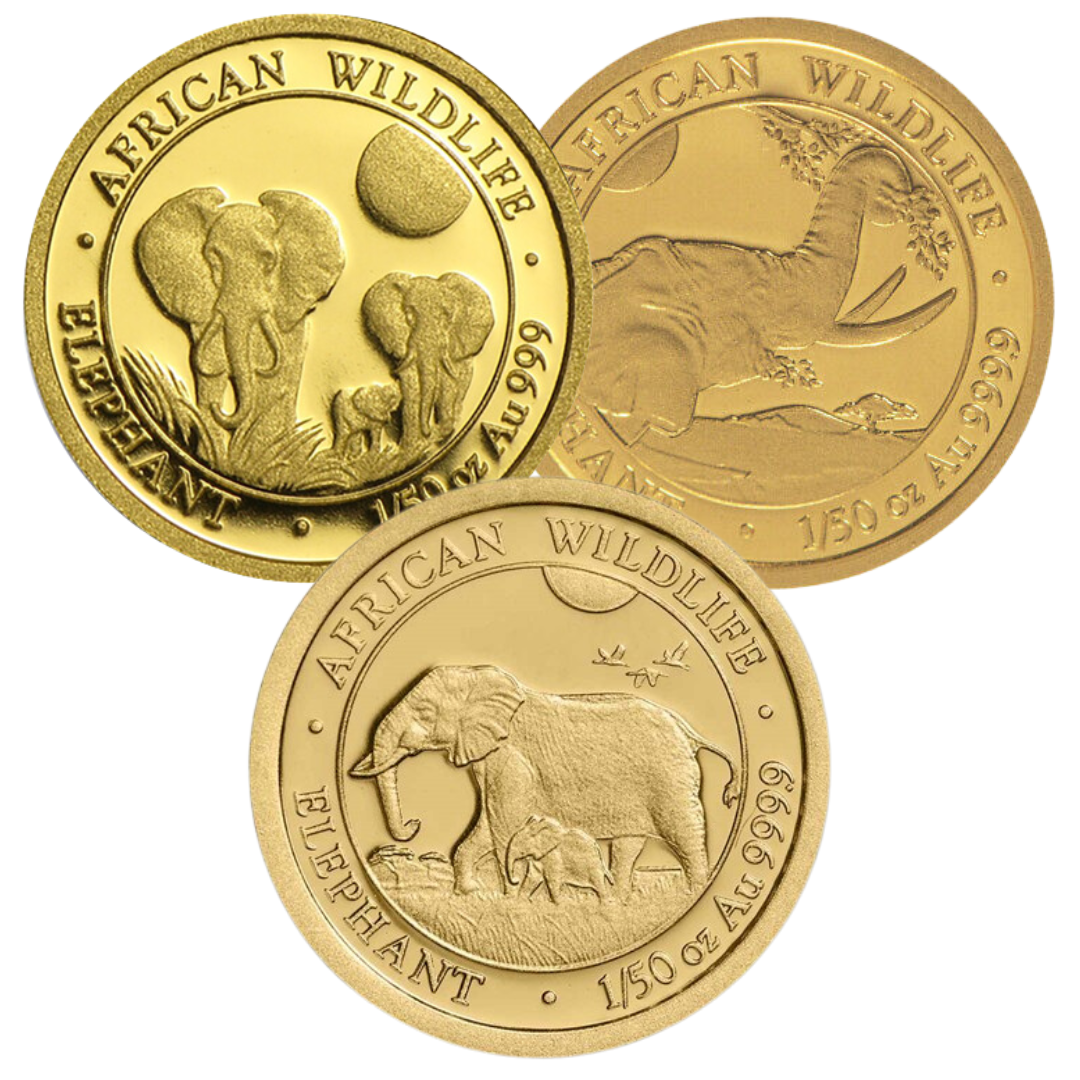 1/50 oz Gold Coin - Random Year Somalia Elephant - .9999 Au