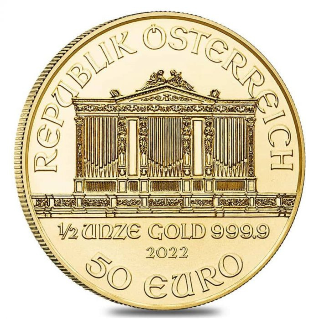 1/2 oz Gold Philharmonic Coin - Random Year - Austrian Mint - .9999 Au