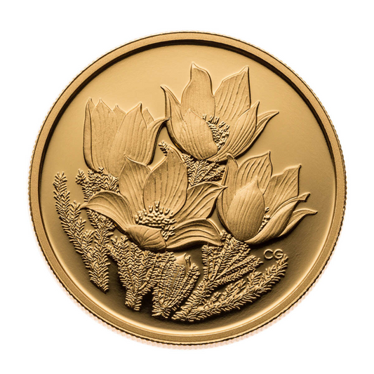 1.125 oz Fine Gold Coin - Prairie Crocus - .99999 Au - Mintage: 1400 (2010)