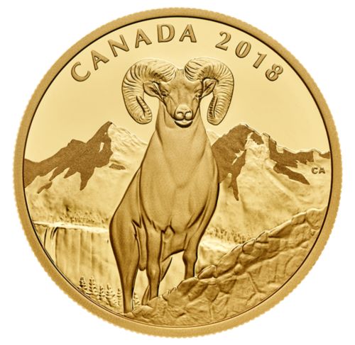 1 oz 99.999% Pure Gold Coin - Bighorn Sheep