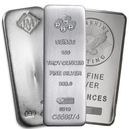 100 oz Silver Bar, Coin or Round - Preowned - Assorted Mints - .999+ Ag
