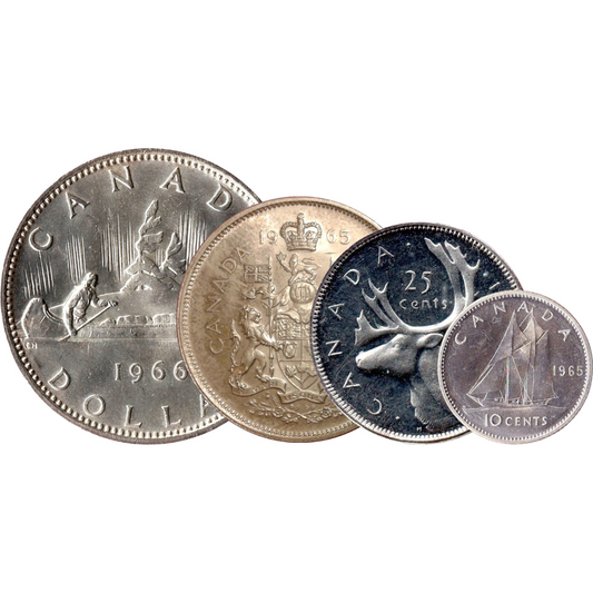 100 oz Royal Canadian Mint Junk Silver - 80% CAD Silver Dollars, Half Dollars, Quarters & Dimes - 0.800 Ag