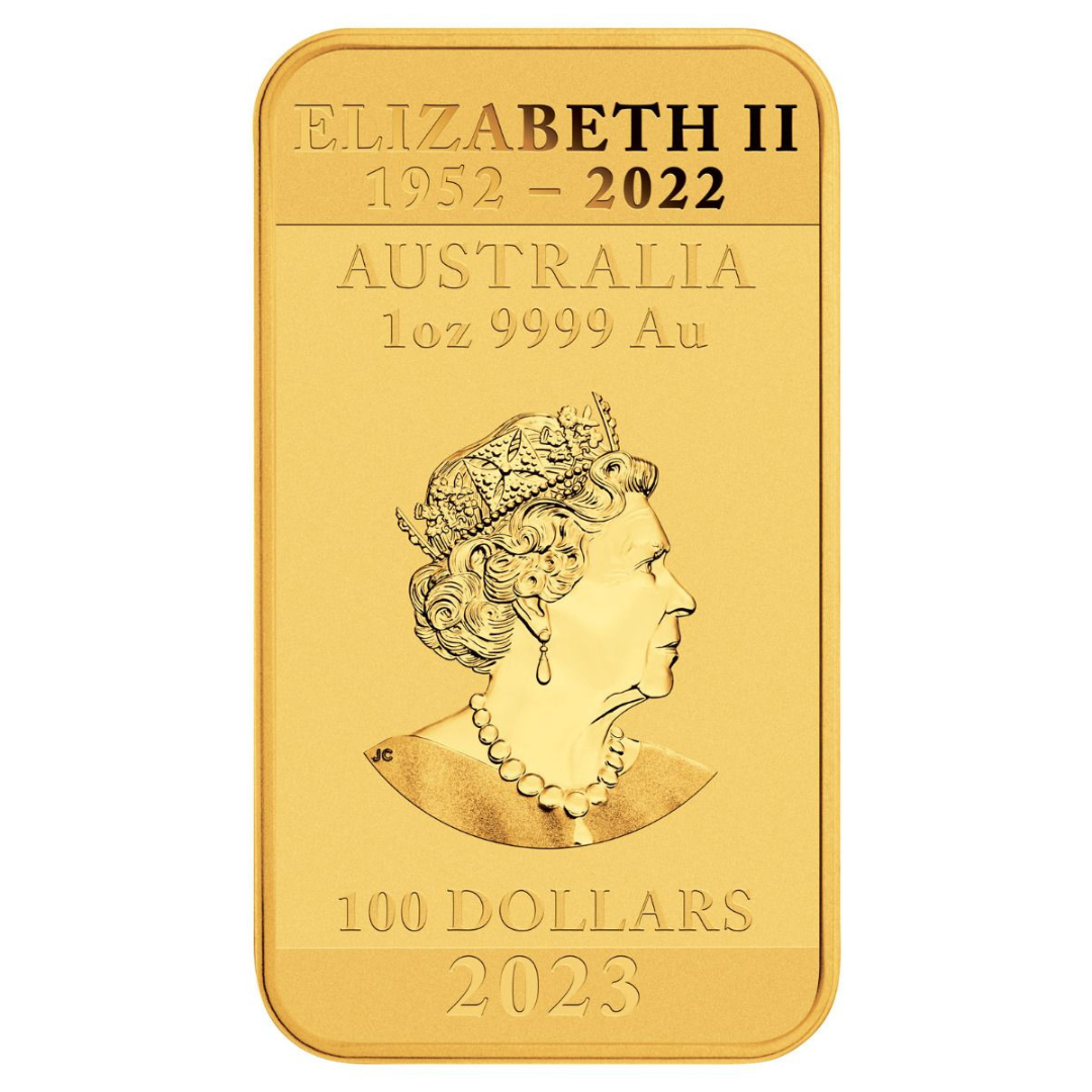 1 oz Gold Rectangular Coin - 2023 Dragon - Perth Mint .9999 Au