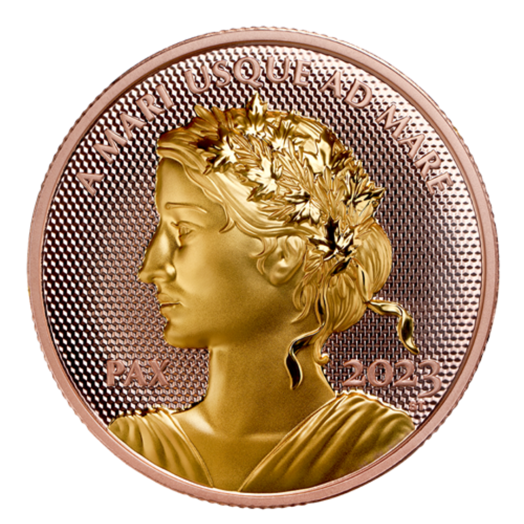 1 oz Rose Gold Coin - 2023 Peace Dollar - Royal Canadian Mint - .9999 Au (Mintage: 500)