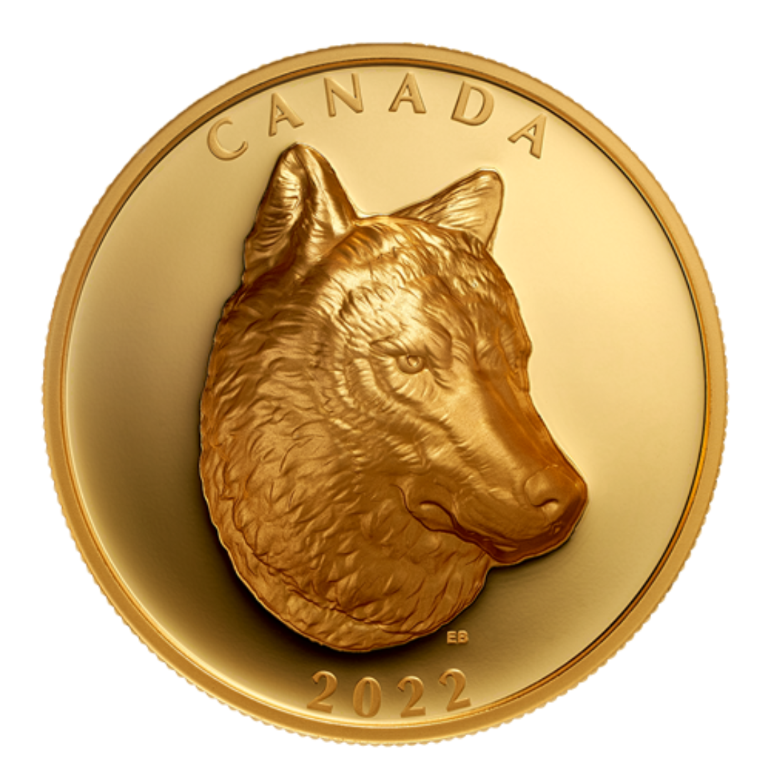 2 oz Pure Gold EHR Coin – 2022 Timber Wolf - Royal Canadian Mint .9999 Au (275 Mintage)