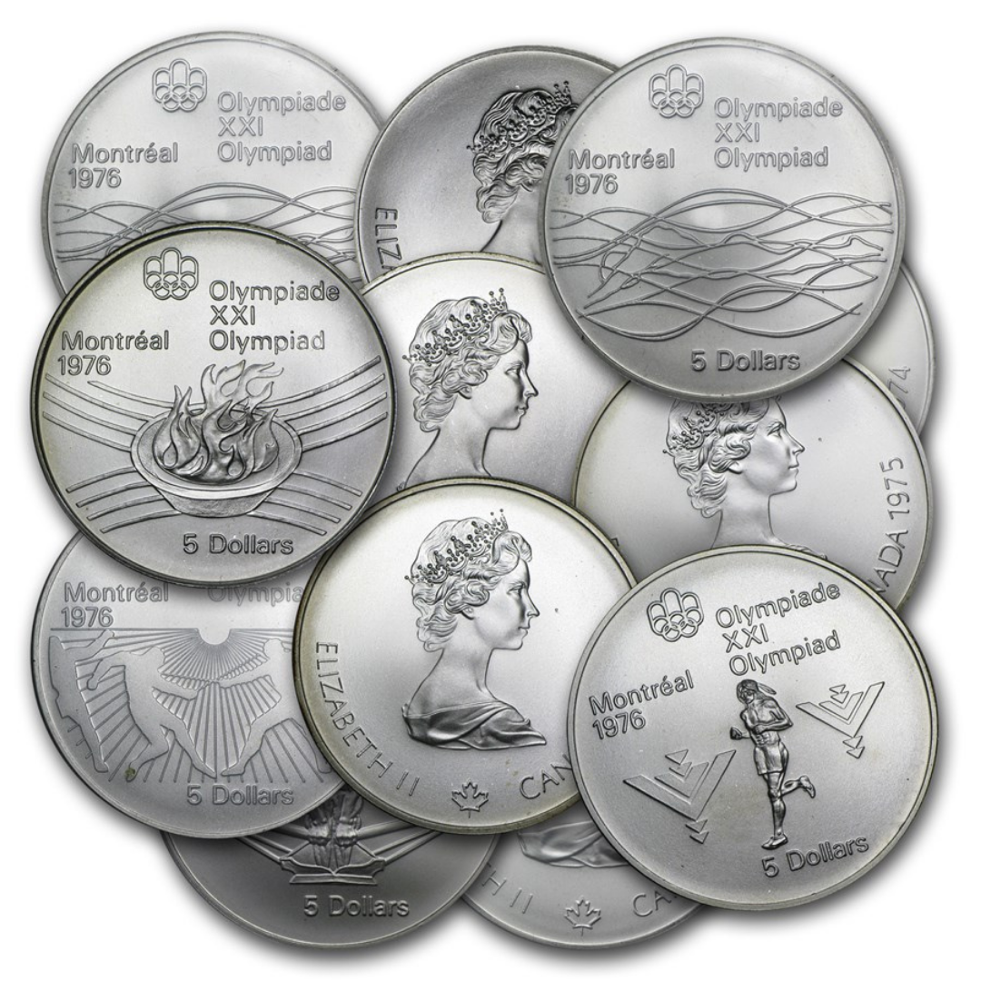 100 oz Montreal Olympics Silver Coins - 92.5% $10 & $5 Coins - 0.925 Ag