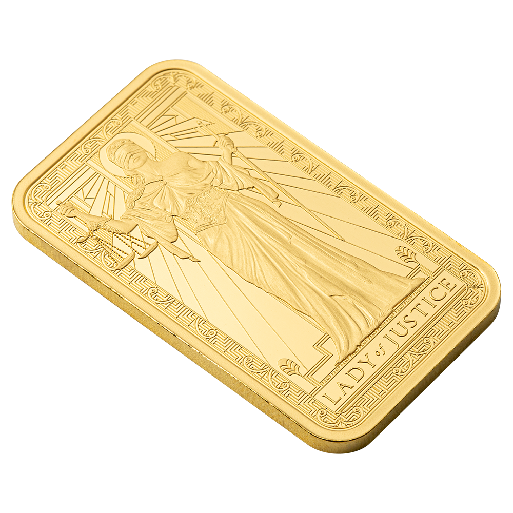 1 oz Gold Bar - PAMP Suisse - Lady of Justice - .9999 Au