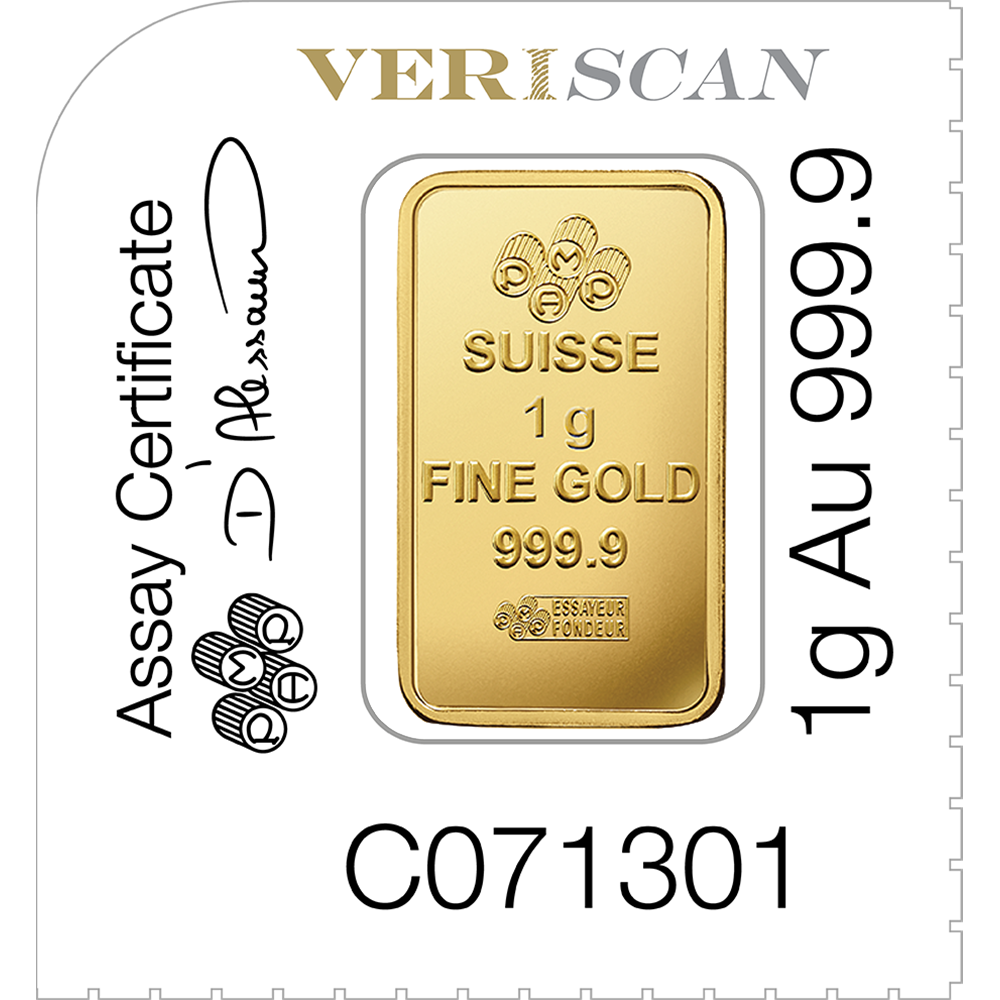 25g Gold Sheet Bar - 25x 1g Gold Bar - PAMP Suisse - .9999 Au