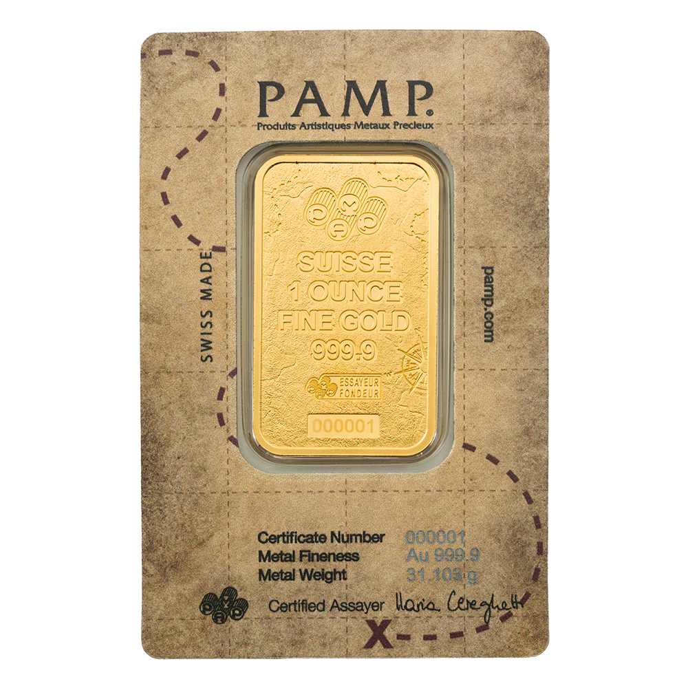 1 oz Gold Bar - PAMP Suisse - Pirate's Booty Blackbeard & Queen Anne's Revenge - .9999 Au