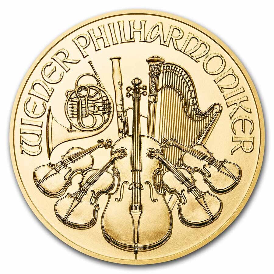 1/25 oz Gold Philharmonic Coin - Random Year - Austrian Mint - .9999 Au